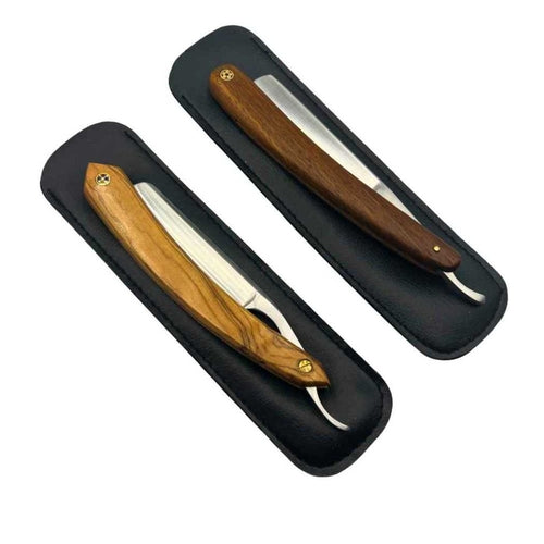 Rasoir droit de barbier Camelback – Manche en bois – Rasage traditionnel